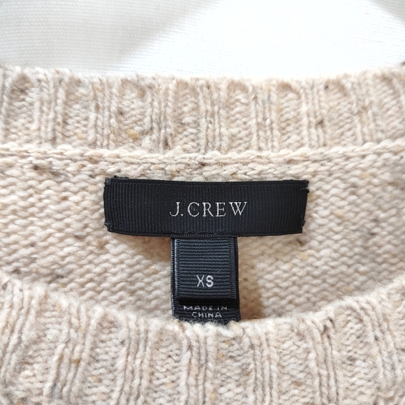 J. Crew Jeweled Neck Sweater Natural Wool Blend Oatmeal Cream XS Crew pullover - Picture 6 of 8